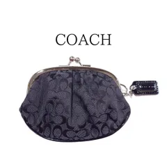 COACH コーチ シグネチャー キャンバス キスロック がま口 ミニポーチ 小銭入れ コインケース ブラック 黒