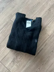 ポロラルフローレン ブラック ウール カシミア ケーブル ニット