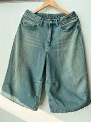 ほぼ新品 ビームス 5ポケット ワイド デニムパンツ (4分丈)