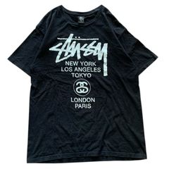 Stussy 30周年記念 ワールドツアー Tシャツ ブラック - メルカリ