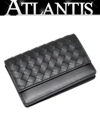 ボッテガ ヴェネタ BOTTEGA VENETA イントレチャート パスケース カードケース 定期入れ レザー 黒 【74440】のサムネイル