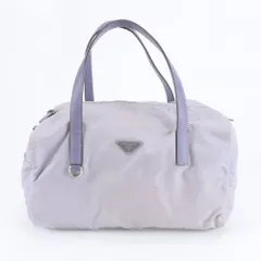 プラダ テスート ナイロン トライアングルロゴ レザー トート バッグ 肩掛け ショルダー ハンド レディース RBE DW9-3【中古】