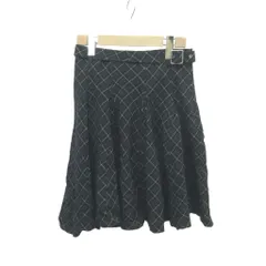 バーバリーブルーレーベル BURBERRY BLUE LABEL プリーツスカート ウール 38 緑 グリーン チェック柄 膝丈 ベルト付き /YU ■GY99