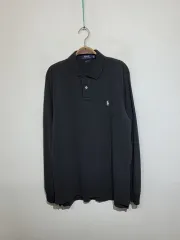 ラルフローレン ポロ カラーTシャツ チャコール ロゴ 長袖 Tシャツ