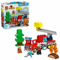 【公式】おもちゃ 玩具 ブロック プレゼント 誕生日 クリスマス のりもの 幼児 しょうぼう LEGO ホース付き消防車と消防士 10473 DUPLO