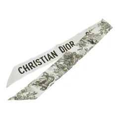ディオール ミッツァ トワル ドゥ ジュイ  スカーフ ホワイト カーキ シルク レディース Dior【1-0233393】