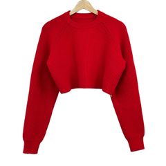 Gypsohila(ジプソフィア) 長袖セーター サイズF レディース美品  - レッド クルーネック Gypsohila(ジプソフィア) 長袖セーター サイズF レディース美品