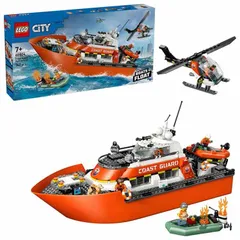 【公式】おもちゃ 玩具 ブロック プレゼント 誕生日 クリスマス 小学生 のりもの LEGO 沿岸警備隊レスキュー ボート＆ヘリコプター 60504 CITY