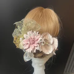 ha279 成人式 和装 髪飾り 着物 振袖 結婚式　胡蝶蘭ピンク くすみカラーのサムネイル