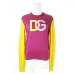 ディー&ジー ドルガバ ドルチェ&ガッバーナ D&G 長袖ニット セーター クルーネック 切替 配色 ロゴ 大きいサイズ 46 LL 紫 パープル /AO19 ■GY99のサムネイル