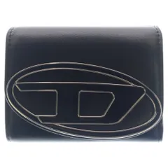 DIESEL (ディーゼル) 1DR TRI FOLD COIN XS II ワンダートリフォルドコイン メタルDロゴ シ ミニウォレット 三つ折り財布 ブラック X09887PR818