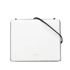 サンローラン 斜め掛け ミニ ショルダーバッグ ブラック ホワイト レザー レディース SAINT LAURENT【1-0189210】