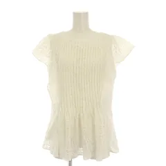 ジャスグリッティー JUSGLITTY 25SS シャツ ブラウス プルオーバー 半袖 クルーネック レース ワンカラー フリル 2 白 ホワイト /BB