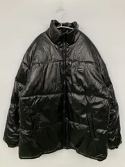 shakmi polana ダウンジャケット/コート ブラック 合成皮革/人工皮革 フードなし ミドル丈 ジップアップ ワンポイント 無地