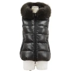 SALE【美品】DUVETICA デュベティカ ダウンベスト サイズ 40 レディース ベスト タヌキファー フード ナイロン100% ジレ ダウンジャケット アウター ブラック 黒のサムネイル