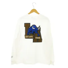ヴィジョン ストリート ウェア VISION STREET WEAR 相良刺繍ロンT 長袖Tシャツ クルーネック LA バッファロー M 白 ホワイト /AH9 ■GY99