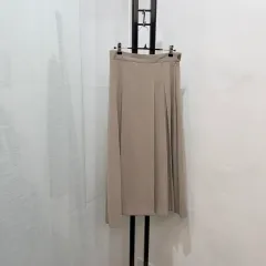 (2)ベージュシャーリングプリーツスカート ロング丈スカート 4423
