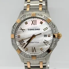 Concord コンコルド サラトガ シェル文字盤 ダイヤベゼル 02.3.15.1061S.1013.71/2/6D QZ レディース K18YG 750 SS コンビ 腕時計 稼働品のサムネイル