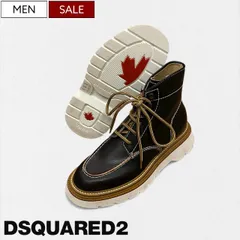 【定価155,100円(税込)】DSQUARED2 ディースクエアード ハイキングスタイルのシューレースと厚めのラグソールが大人カジュアルを演出するカーフスキンレザーアンクルブーツ  靴  ハンティング シューズ 牛革 Ankle Boots S82AB009