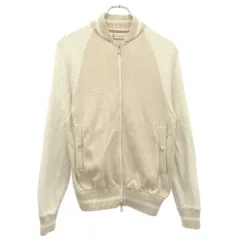 BRUNELLO CUCINELLI ブルネロクチネリ ジップアップコットンニットブルゾン  ベージュ×ホワイト 44のサムネイル