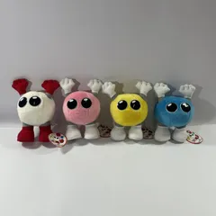 ★ フジテレビ バレーボール ワールドキャップ キャラクター バボちゃん ぬいぐるみ S 4点 まとめ商品 ホワイト ピンク イエロー ブルー タグ付き 現状品のサムネイル