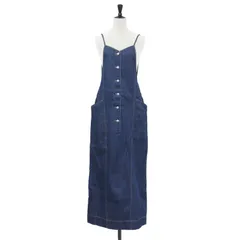 【新品】Adam et Rope アダムエロペ ワンピース ブルー サイズ:M | 25春夏 デニム キャミソールワンピース / サロペット マキシ丈Vネック スリット コットン | トップス【レディース】