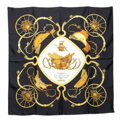 エルメス カレ90 SPRINGS スプリングス 馬車柄 スカーフ ブラック マルチカラー シルク レディース HERMES【1-0256327】