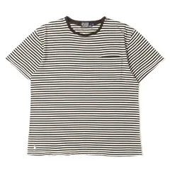 POLO Ralph Lauren ポロ ラルフローレン Tシャツ ブラック ホワイト 黒白 サイズ:L | 90s ワンポイント刺繍 ボーダー ポケット Tシャツ | トップス カットソー 半袖【メンズ】【中古】