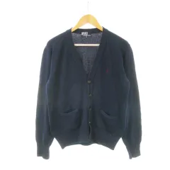 ポロ バイ ラルフローレン Polo by Ralph Lauren ニットカーディガン Vネック 長袖 ロゴ刺繍 コットン 男の子 ボーイズ 160 紺 ネイビー /AH18 ■GY37