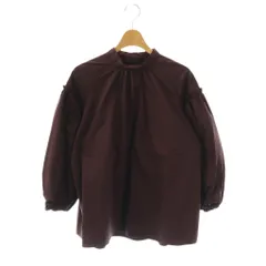 マーリエパーエフデ Maglie par ef-de スタンドカラーフリルブラウス シャツ フェイクパール 7 茶色 ブラウン /AZのサムネイル