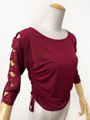 リボン】新品 社交ダンス トップス 黒×オーロラストーン 華奢見え