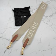 CELINEジャカード ロングストラップ ウール グレー ホワイト - メルカリ