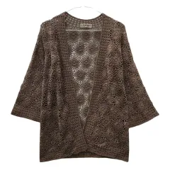 ヴィンテージ メッシュ フラワー ブラウン カーディガン M