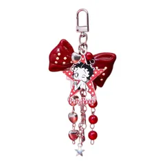 Betty Boop　ベティちゃん　キーホルダー　りぼんモチーフ　ベティブープ　バッグチャーム　キーチャーム　バッグアクセサリー　スクバキーホルダー　可愛い　アメコミ　キャラクター　レトロ　ギフト　プレゼント　海外製品　雑貨のサムネイル
