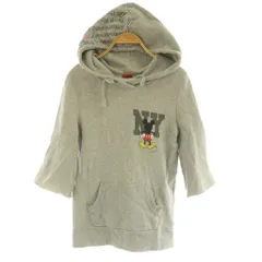 トミーガール tommy girl × ディズニー Disney スウェットパーカー 七分袖 カットオフ プリント S グレー /MY ■OS ■GY66