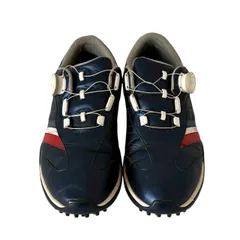 Callaway キャロウェイ ゴルフスパイク メンズ 25.5cm ダイヤル式 BOAタイプ ネイビー レッド ホワイト 合皮 光沢 ロゴ入り 軽量 安定性 ゴルフシューズ