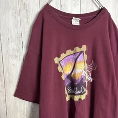 【入手困難】00s Vintage GILDAN 古着 ワインレッド プリント 半袖Tシャツ #057