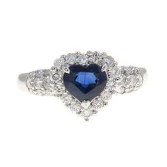 ロイヤルブルーサファイア1.02ct ダイヤ0.73ct ハートシェイプリング