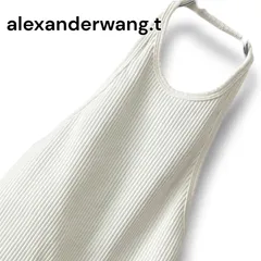 alexanderwang アレキサンダーワン ホワイト レディース トップス キャミソール タンクトップ アメリカンスリーブ ホルターネック リブニット【XSサイズ】0001433OCのサムネイル