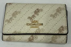 中古 COACH C4472 ５連 キーケース ホワイト系  コーチ ホース アンド キャリッジ アクセ 小物 【V2099-001】◇ 266
