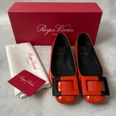 ROGER VIVIER ロジェヴィヴィエ 37 朱色 エナメル フラットシューズ パンプス バレエ 極美品 箱付のサムネイル
