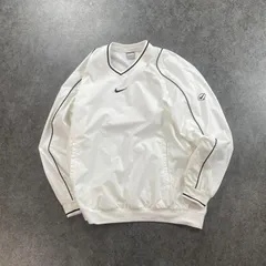 00s 2000's archive NIKE BASEBALL ナイキ ベースボール 野球 Vネック プルオーバー ジャケット ピステ ロゴ刺繍 ホワイト 白 メンズ L