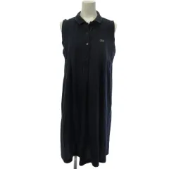 ラコステ LACOSTE ノースリーブワンピース ワンポイント ネイビー 紺 42 