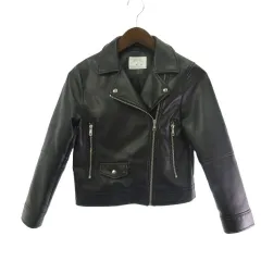 ザラ ZARA キッズ エコレザー ライダースジャケット 黒 ブラック 9 134