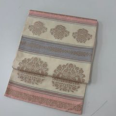 B◆着物くつろぎ 夏物 唐草唐花模様 グレー 正絹 太鼓 薄物 絽 紗 袋帯 C◇着物くつろぎ 夏物 作家物 唐草唐花 白 太鼓 正絹 薄物 絽 紗