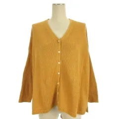 ニューヨーカー NEWYORKER カーディガン ニット 長袖 コットンリネン イエロー M 250930E