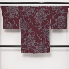 道行コート 袷 身丈91cm 裄丈64cm 正絹 Sランク セミフォーマル Mサイズ 唐華 牡丹 華やか 気品 紫系 HP 1237-13936