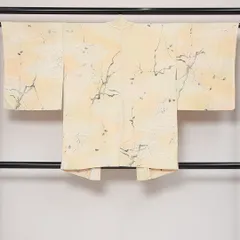 羽織 袷 身丈81cm 裄丈64cm 正絹 Bランク カジュアル Mサイズ 金彩 植物柄 上品 落ち着き クリーム系 HP 1232-13942