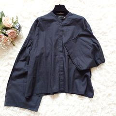 美品 エバムエバ 25SS シルク100% プルオーバー ストーングレイ M