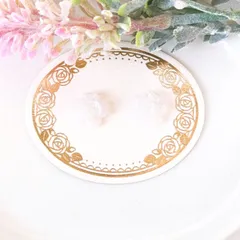 no.579　レジン　バラ　パールホワイト　ピアス　イヤリング　ハンドメイド